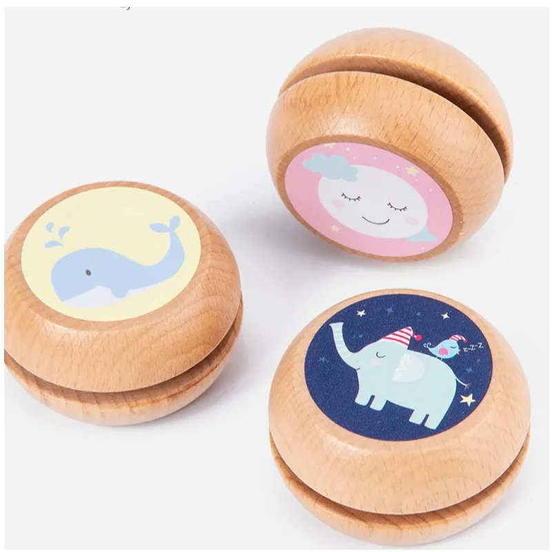 Kids Wooden Toy for Boys Girls Yoyo Balls Colorful Cartoon Animals Children Stress Relief Toys Funny Gifts