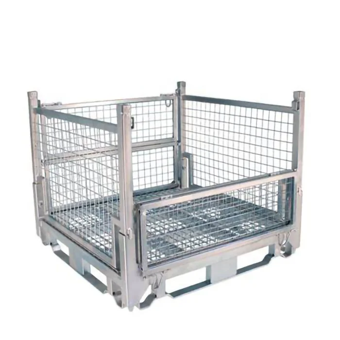 Steel Pallet Box Metal Mesh Container Lockable Storage Roll Wire Mesh Cage