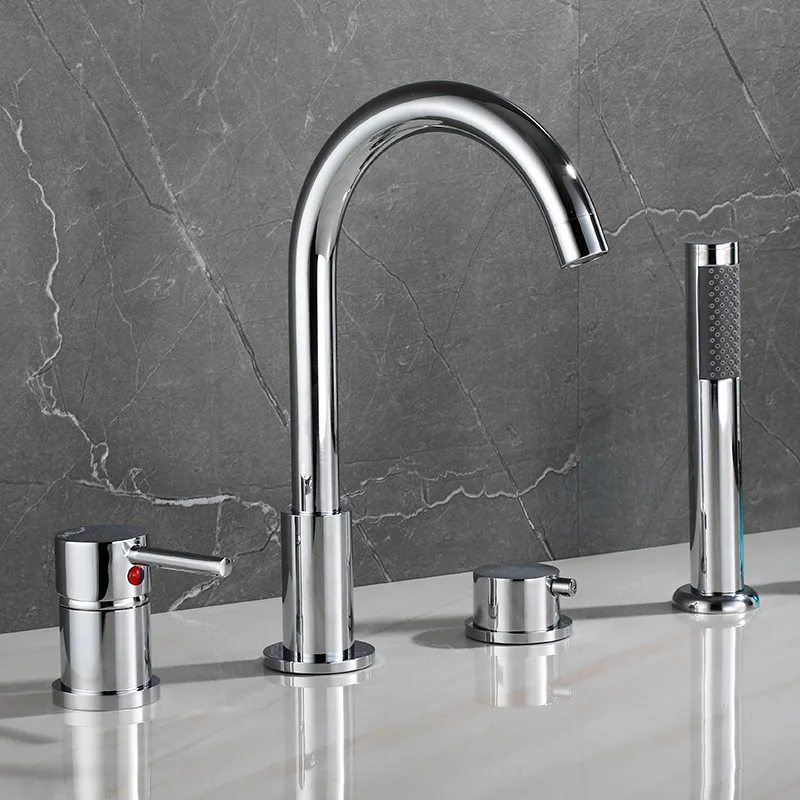 deck mount mounted tap gold black widespread tub faucet on bathtub brass 4 hole bath shower mixer