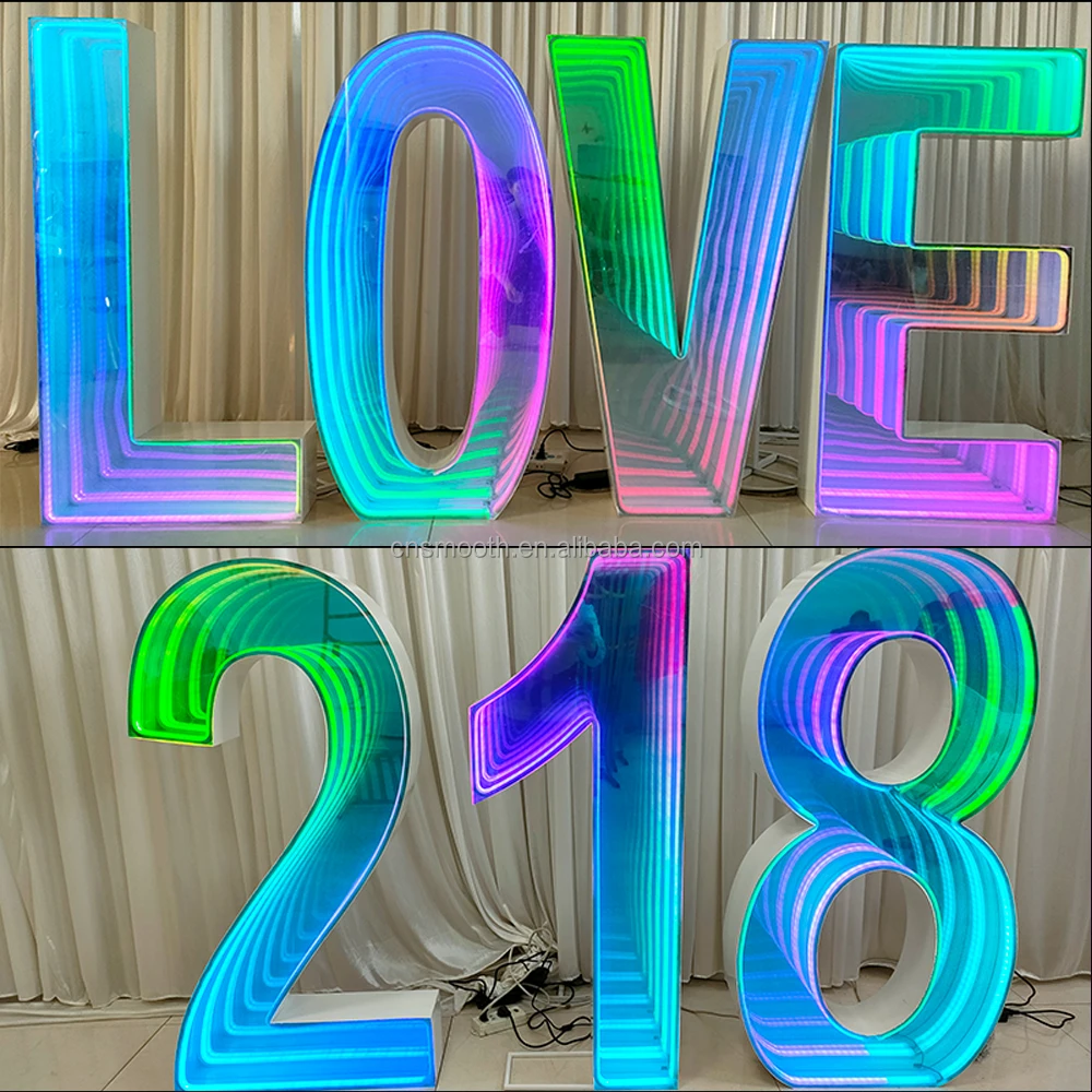 Best Seller Remote Control RGB Color Metal Led Light Up Marquee Number Letter 3D Geometric Marquee For Wedding Stage Decor