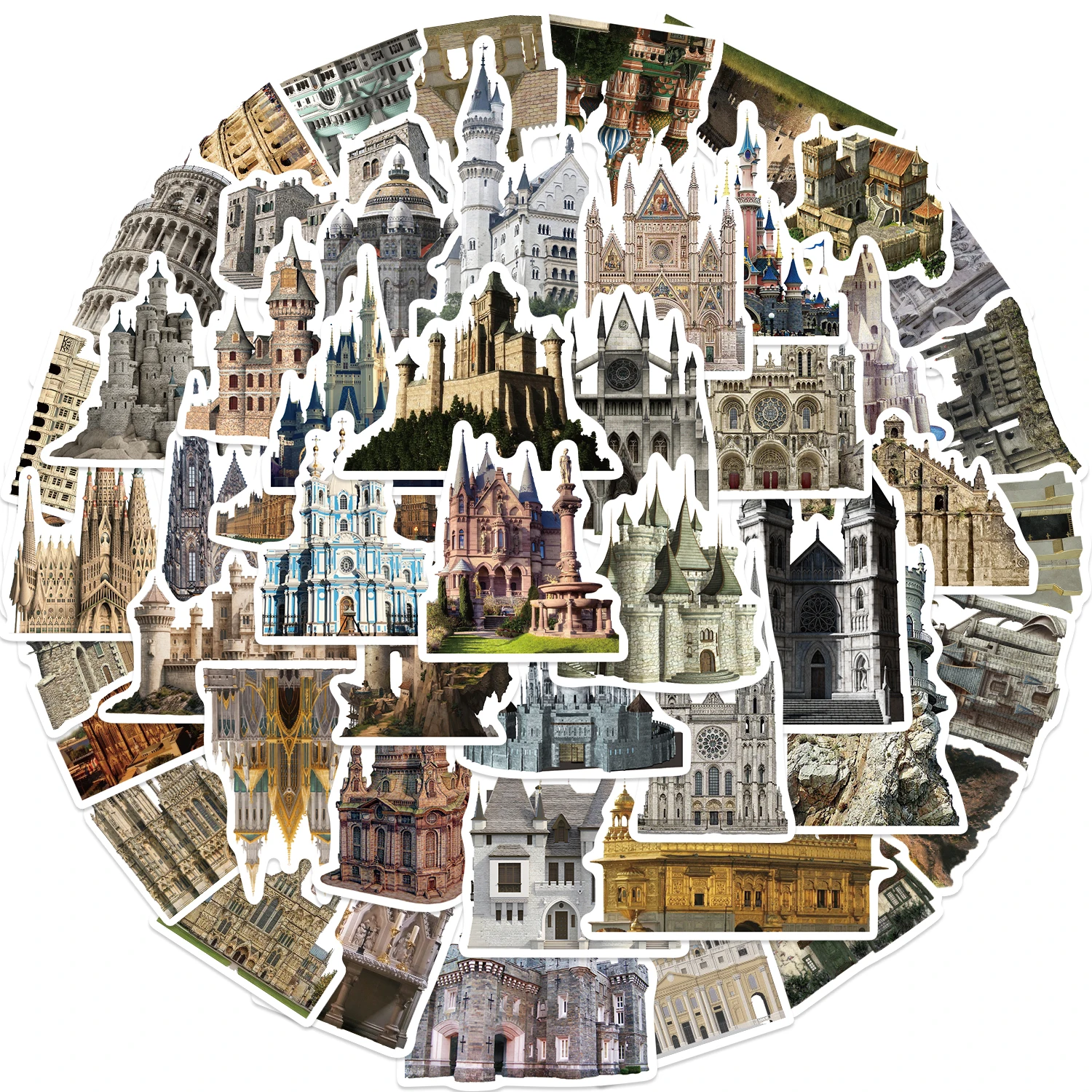 50 Pcs Vintage Architectural Kids Teens Stickers for Junk Journals, Scrapbook Stickers Background Paper DIY Crafts Album