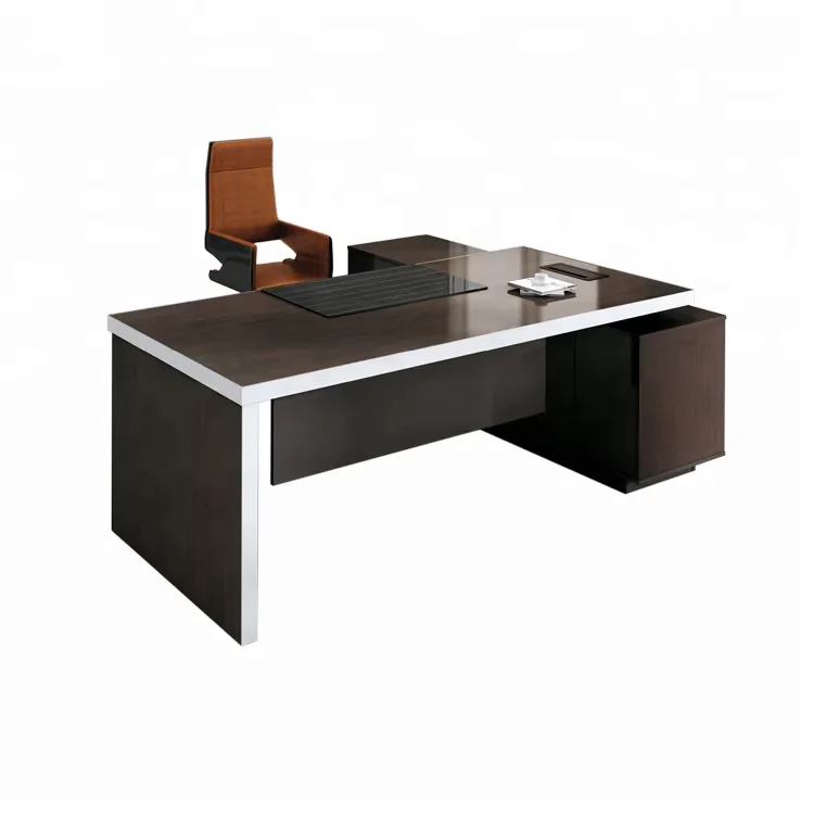 Modern Solid Wood Executive Desk Chairman Office Table Design Steel With Drawer Chair Owner Boss Furniture L Shape Mdf Custom