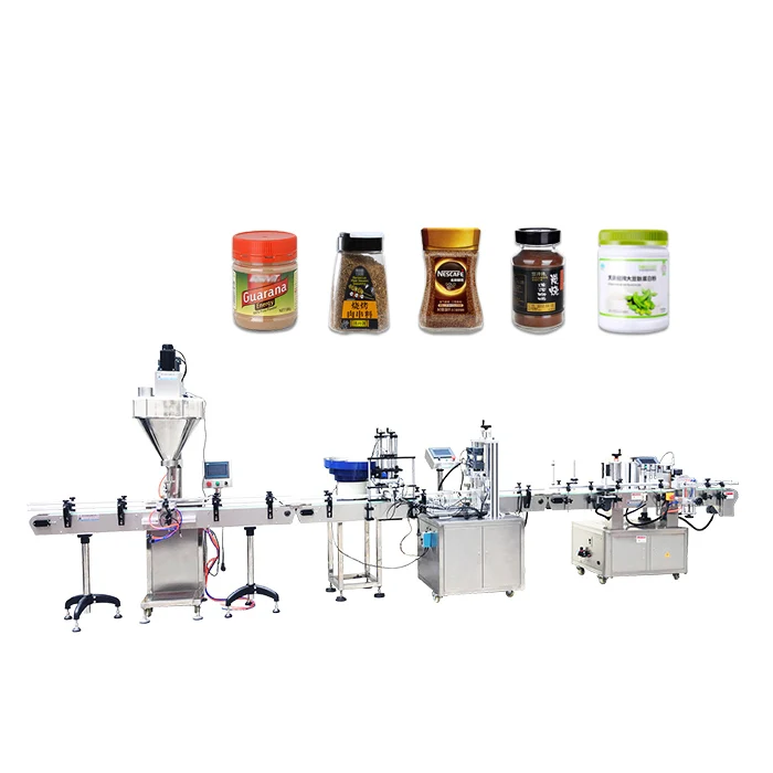 Fully Automatic PET Glass Bottle Dry Spice Milk Coffee Powder Spiral Filling And Capping Machine 10-1000g Powder Filling Line