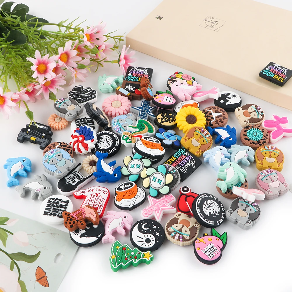 Wholesale Food Grade Pacifier Chain Baby Teething Toys Animal Focal Silicone Beads For Pens Bracelet Necklace Keychain Making