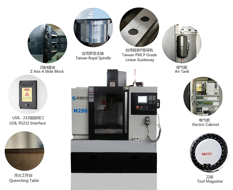 
High Precision Mini CNC Vertical Milling Machine Center VMC 250 