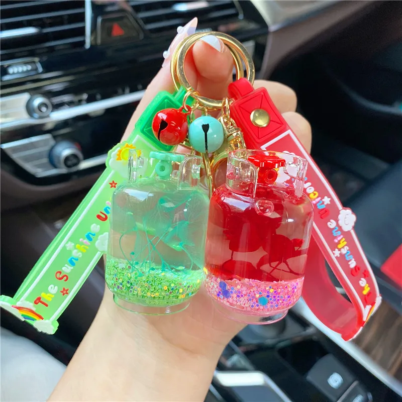 Luminous plant Liquid Boba Quicksand Cute Kawaii Bubble Tea Keychain oil floating Milk Tea Keychains