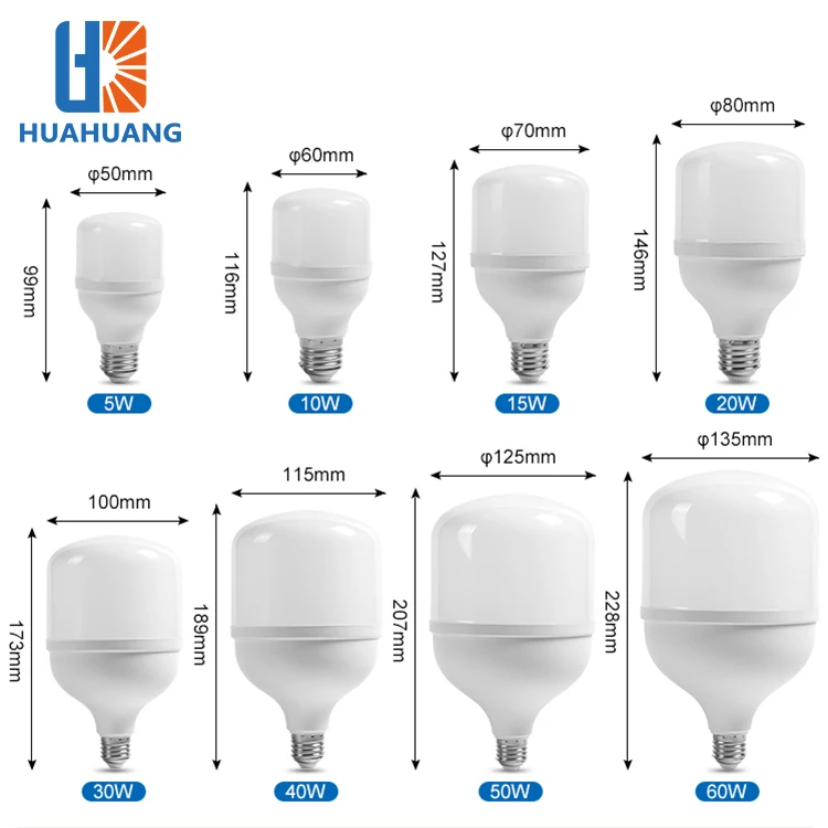 Huahuang оптовая продажа бытовой PBT PP корпус B22 E27 5 10 15 20 30 40 50 60 ватт Светодиодная лампа