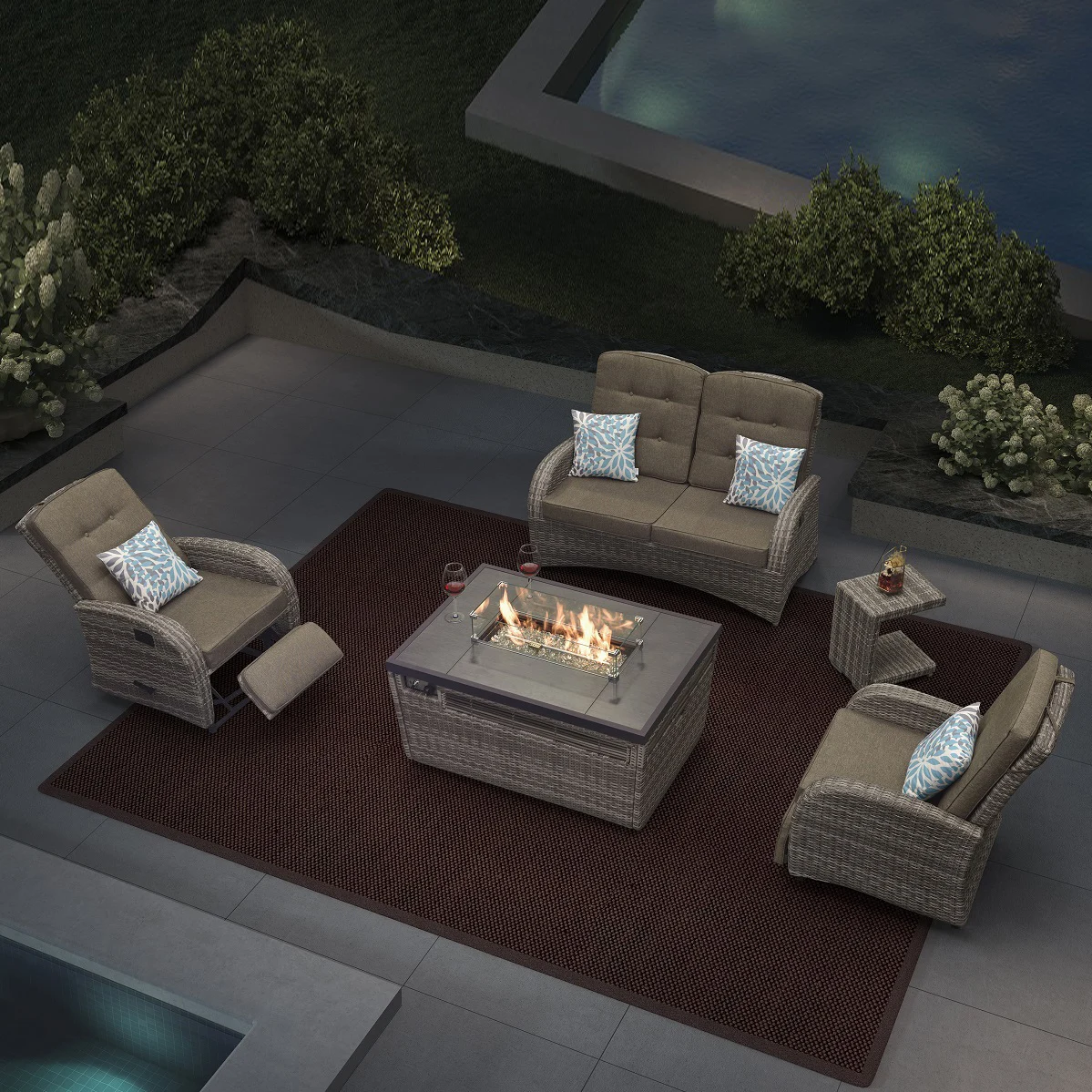 Высококачественная мебель Foshan для сада, улицы, патио, ротанговый диван, металлическая Бездымная газовая яма с пропаном