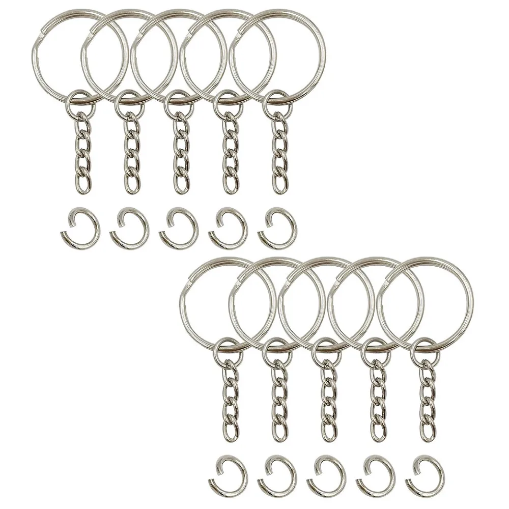 Wholesale or custom 1 inch 25mm ring with chain metal keychain ,custom split keyring,nickel plated key ring