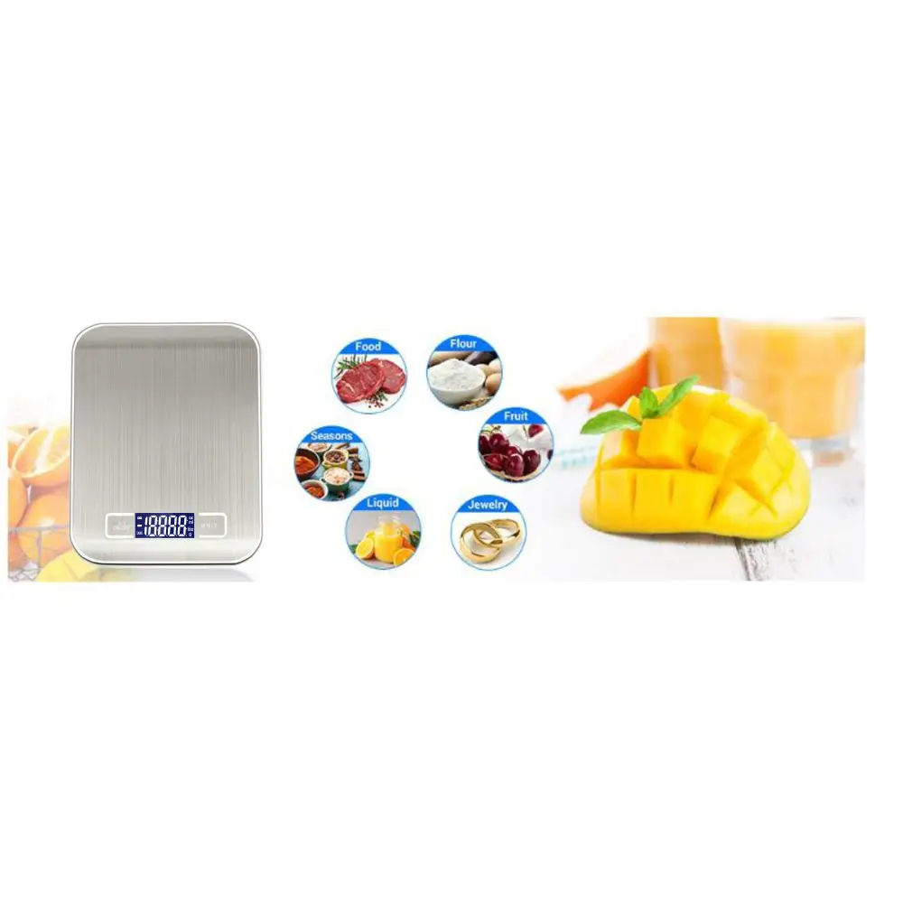 Digital Food Weighing Scale Stainless Steel Kitchen Scale 5kg 1g Hot Selling