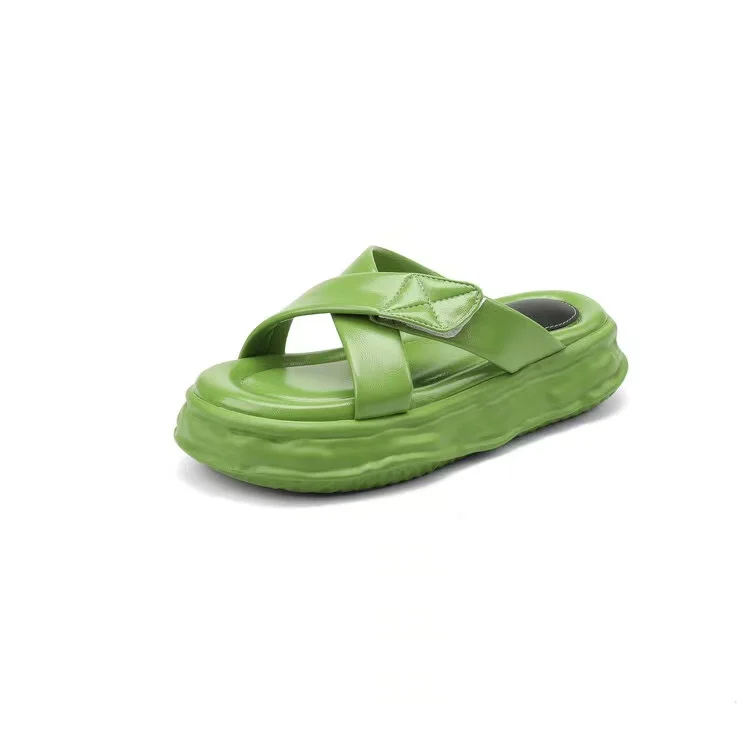 Fashion Super Light Anatomic Fussbett Leather Thick Sole Flat Women Outdoor Slippers