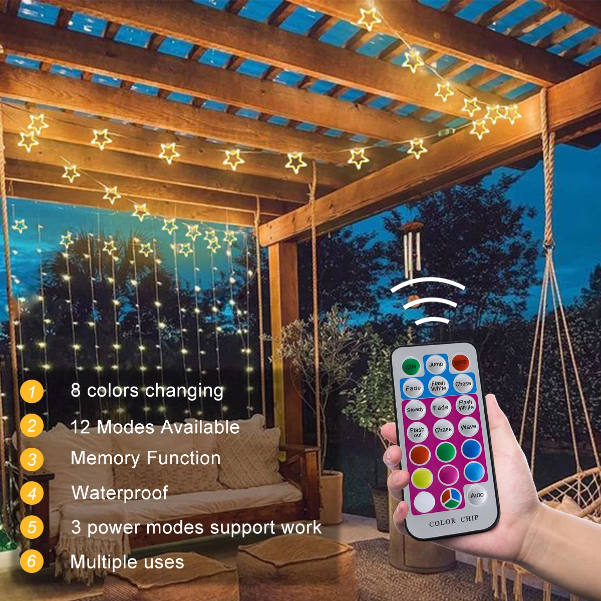 15m Solar powered DC AC 2 modes work fairy lights led stars christmas string lights