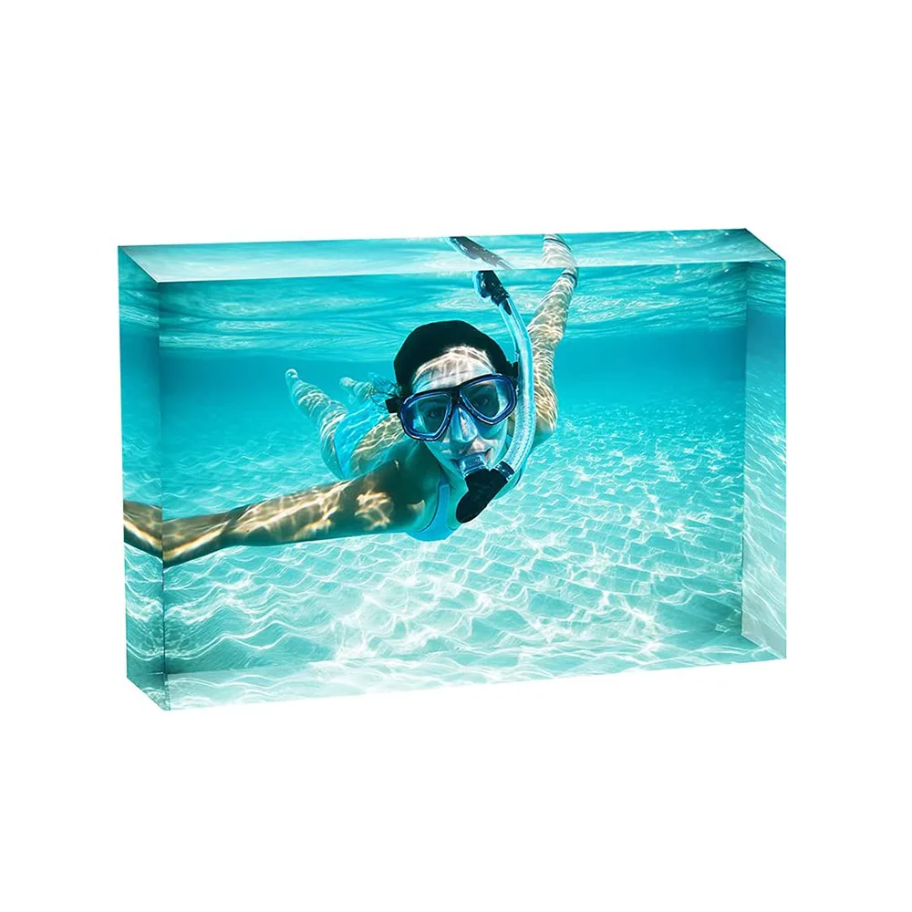 A5 A6 Custom Anime UV Photo Print Clear Crystal Display Lucite Acrylic Block for printing