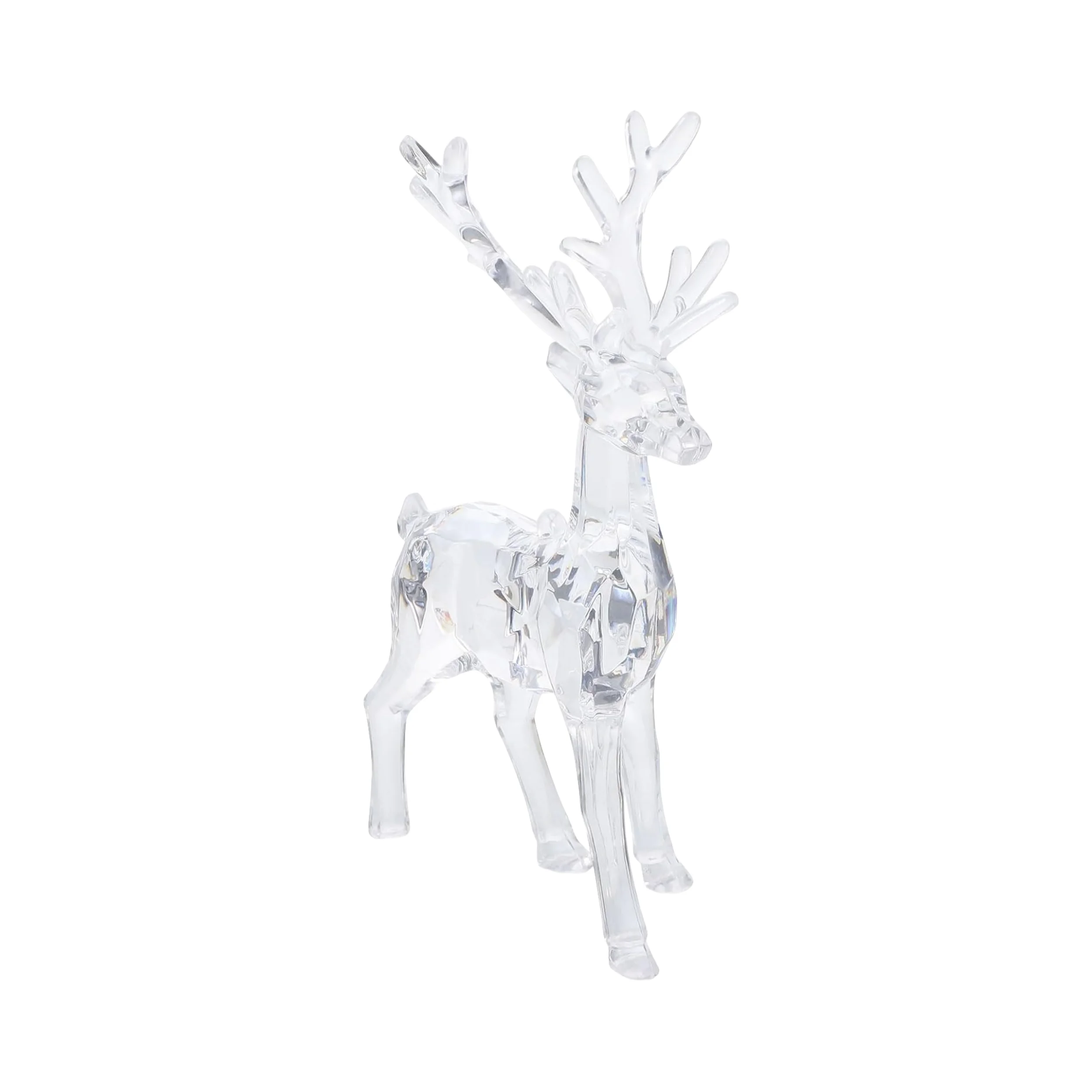 Acrylic Reindeer Figurines Clear Christmas Deer Statues and Ornaments Xmas Decorations
