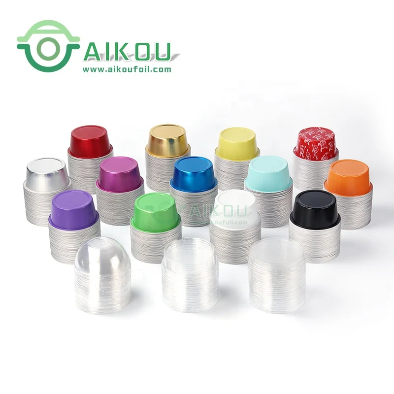 Aluminum foil baking pans pink customized colorful pudding muffin dessert container bakery tool with lid pan cake baking dishes