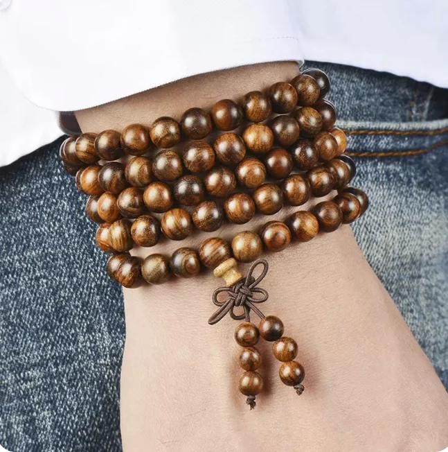 6-12 мм 108 бусы ожерелье браслет из натурального сандалового дерева молитвенные деревянные Тибетский Будда Йога Медитация Исцеление