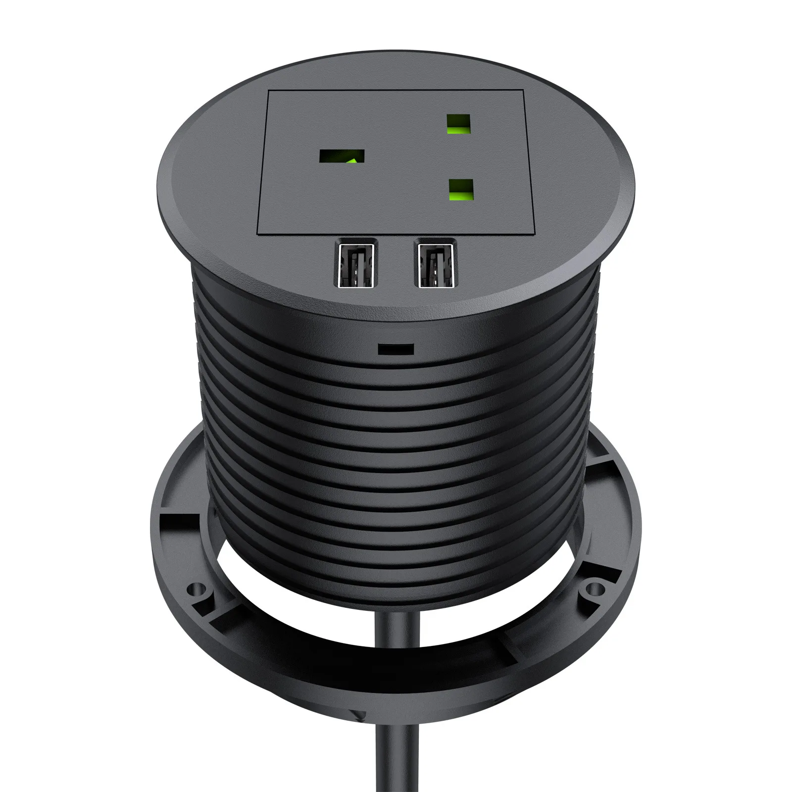 Британский стандарт двойная круглая настольная розетка с USB-разъемом