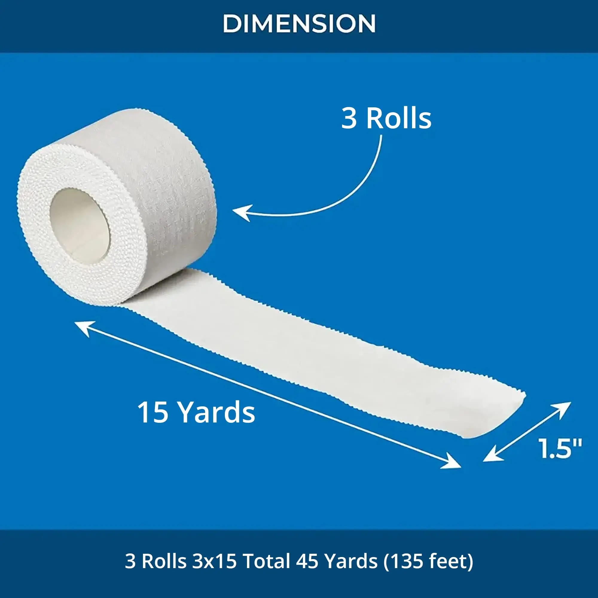 Very Strong Easy Tear No Sticky White Athletic Sports Tape for Athlete & Sport Trainers & First Aid Injury Wrap