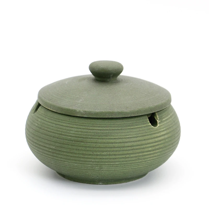 Amazon top sell hand ashtray cigar with cover decorative ceramic 4.5 inch green ashtray