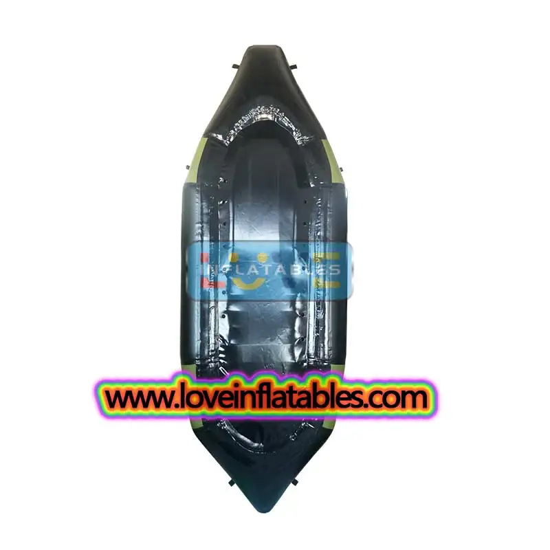 River Expedition Ultralight Inflatable Kayak Fishing Boat Self bailing Packraft with Fishing Rod Holder