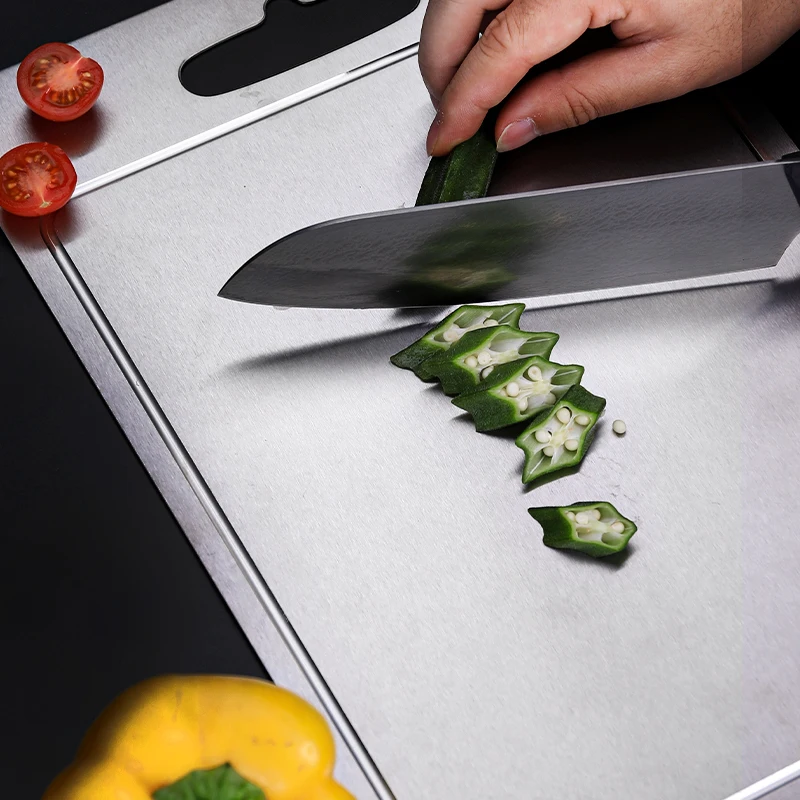 Chopping Board Kitchen Titanium Cutting Boards Stainless 304 Steel Thickened Double-Sided Fruit Meat Chopping mat Food Grade