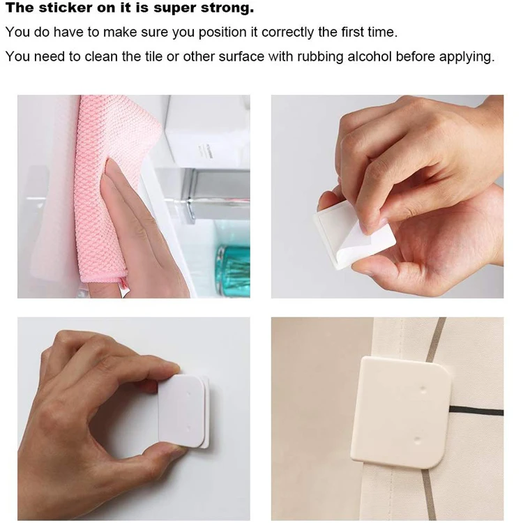 Jutye bathroom  Windproof Stop Protect Adhesive Shower Curtain Splash Guard Curtain Clip