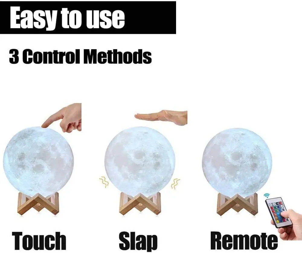 16 Colors 3D Moon lamp LED Night Light 20cm USB Rechargeable Touch Moon Light Customised Multifunction Star Moon Lamp