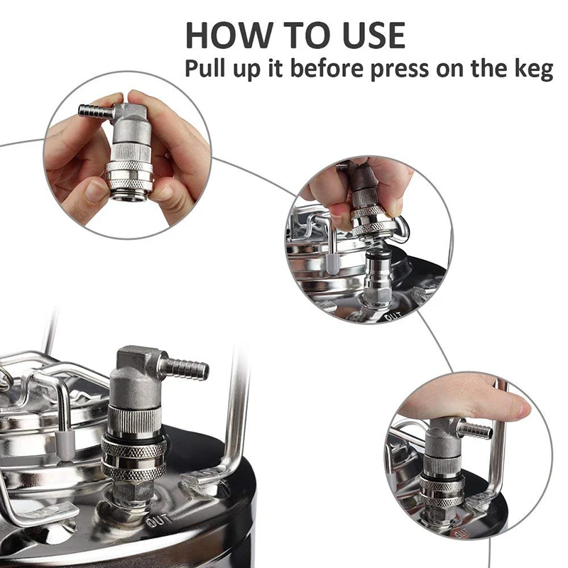 Food Grade 304 Gas Ball Lock Post Quick Disconnect Beer Keg for Bar Home