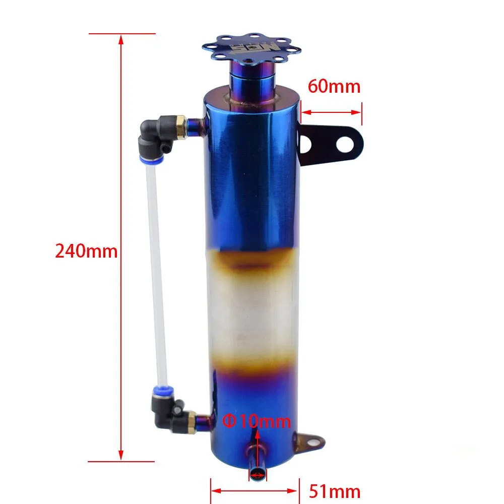 AUSO YH015 Aluminum Auto Parts 500ML Radiator Coolant Cooling Burnt Baking Blue Catch Tank Overflow Reservoir Cylindrical