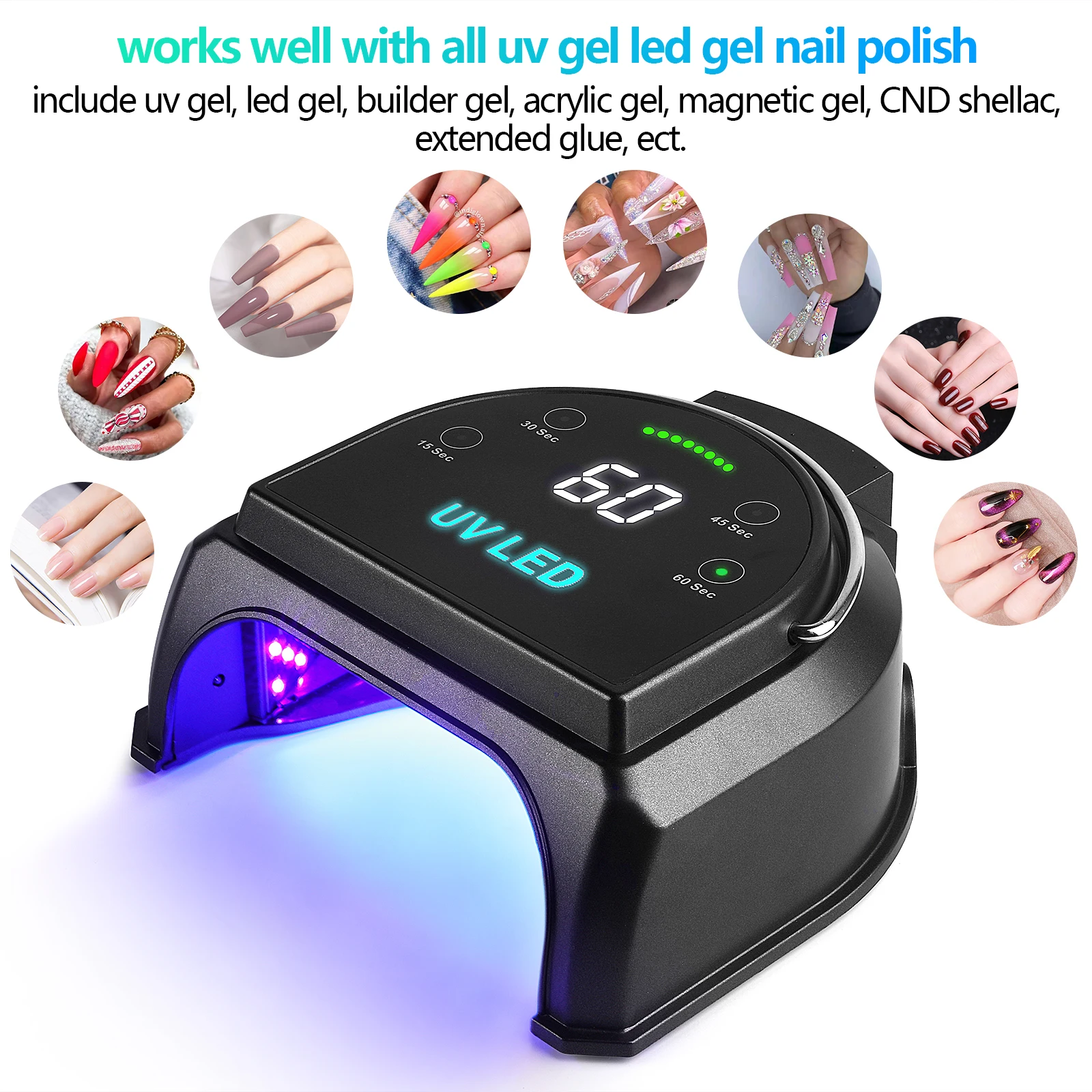 Oem Odm 66w Usa Best Seller Metal Cordless Rechargeable Portable Uv Nail Lamp
