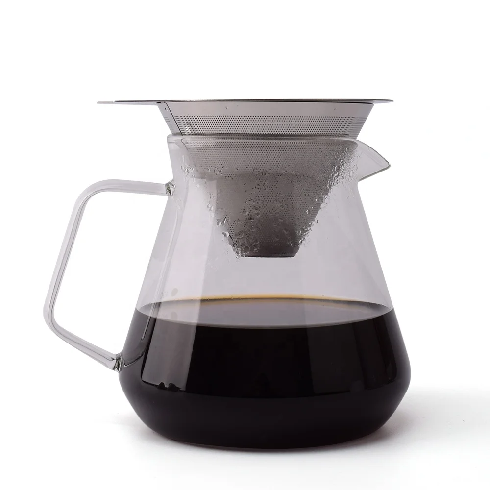 Pour-Over Coffee Filter Cone Wide Metal Base Reusable Stainless Steel Coffee Dripper