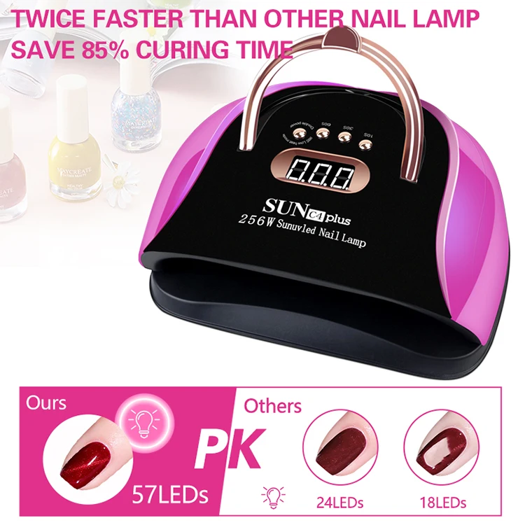 UV LED Nail Lamp Sun C4 Plus 256W Faster Gel Dryer 57 LEDs Uv Led Nail Lamp Dryer Both Hand