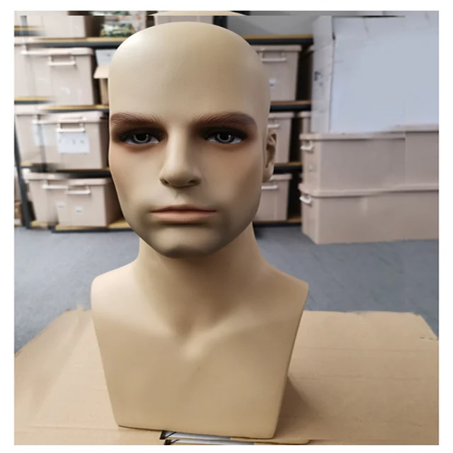 Wig Display Male Head Mannequin Lifelike Face Mannequin Head for Wig Display