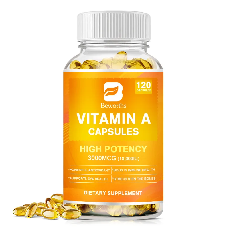 Beworths Private Label OEM 120pc Supports Healthy Skin & Eyes, Antioxidant Activity & Immune System Vitamin A Capsules