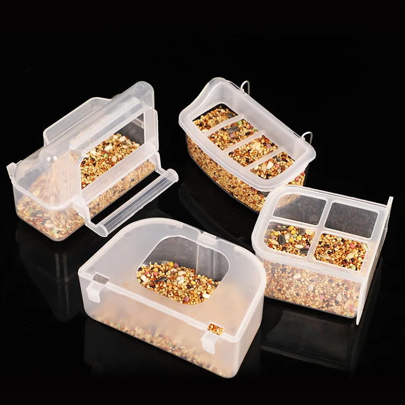 simple clear plastic flower bird supply water food house cage removable feeder drinkers pet parrot bird feeder cups