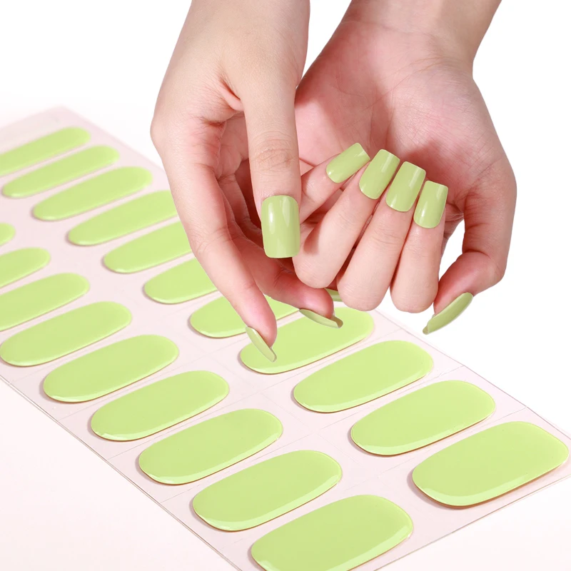 Online Top sale Solid cream texture macaron color matching non-baked semi cured gel nail sticker
