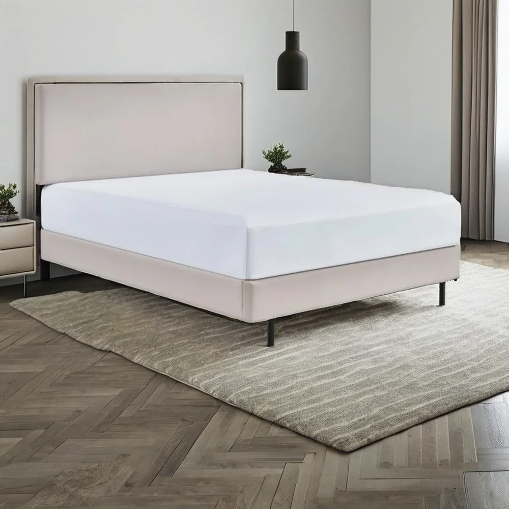 jk08 Modern Velvet Design Light Grey Fabric Covered Wood Bedroom Furniture Simple Upholstered Wholesale