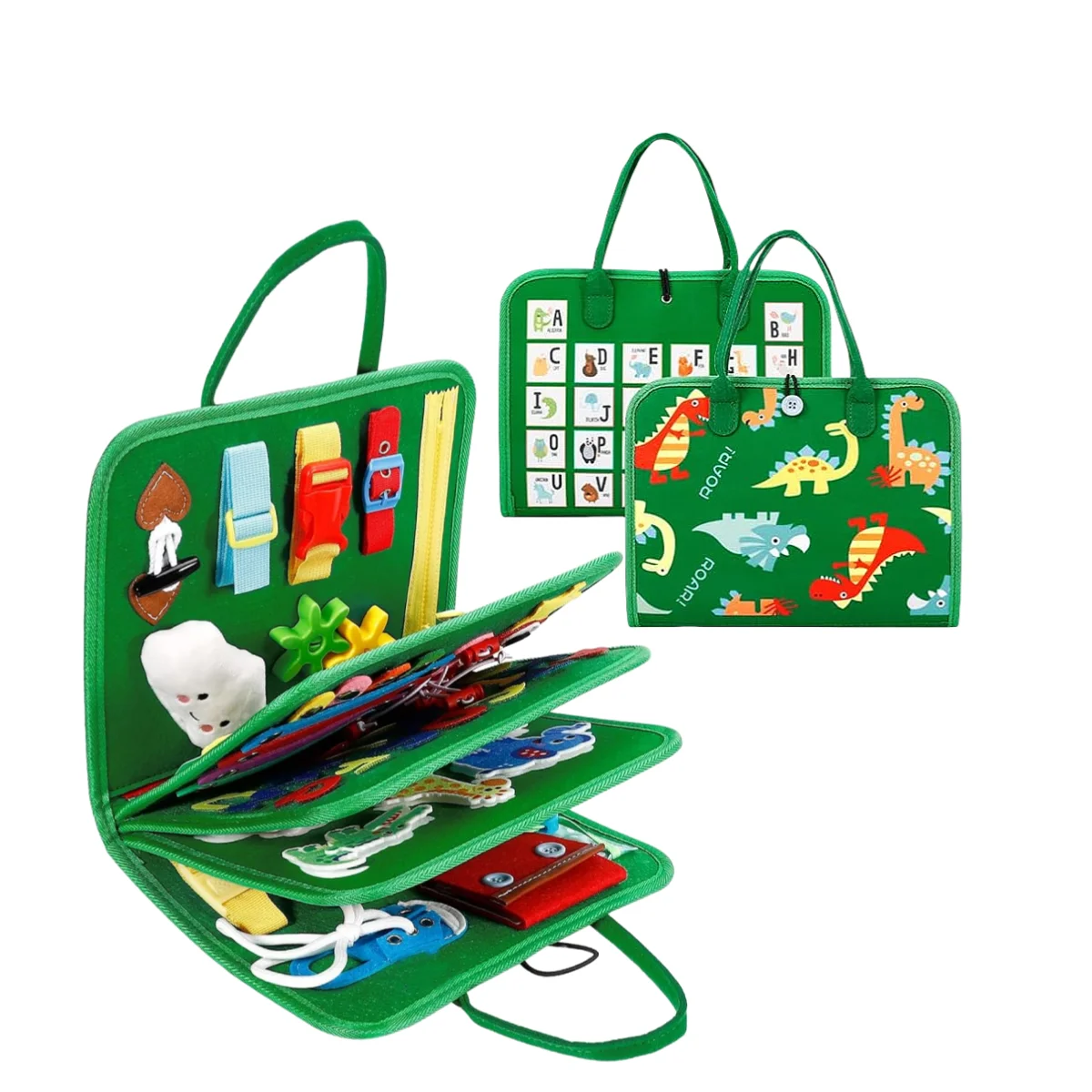 Christmas Thanksgiving Gift Green Dinosaur Pink Unicorn Montessori Educational Kids Toddlers Toy Felt Busy Board Quiet Books