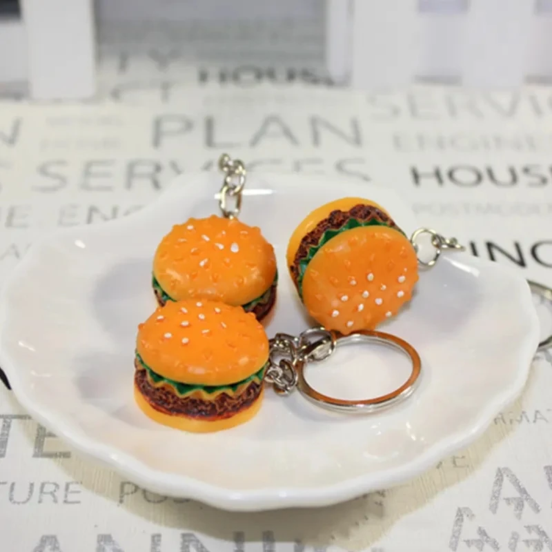 Burger keychain cartoon burger creative simulation food bread french fries holiday small gift online shop giveaway