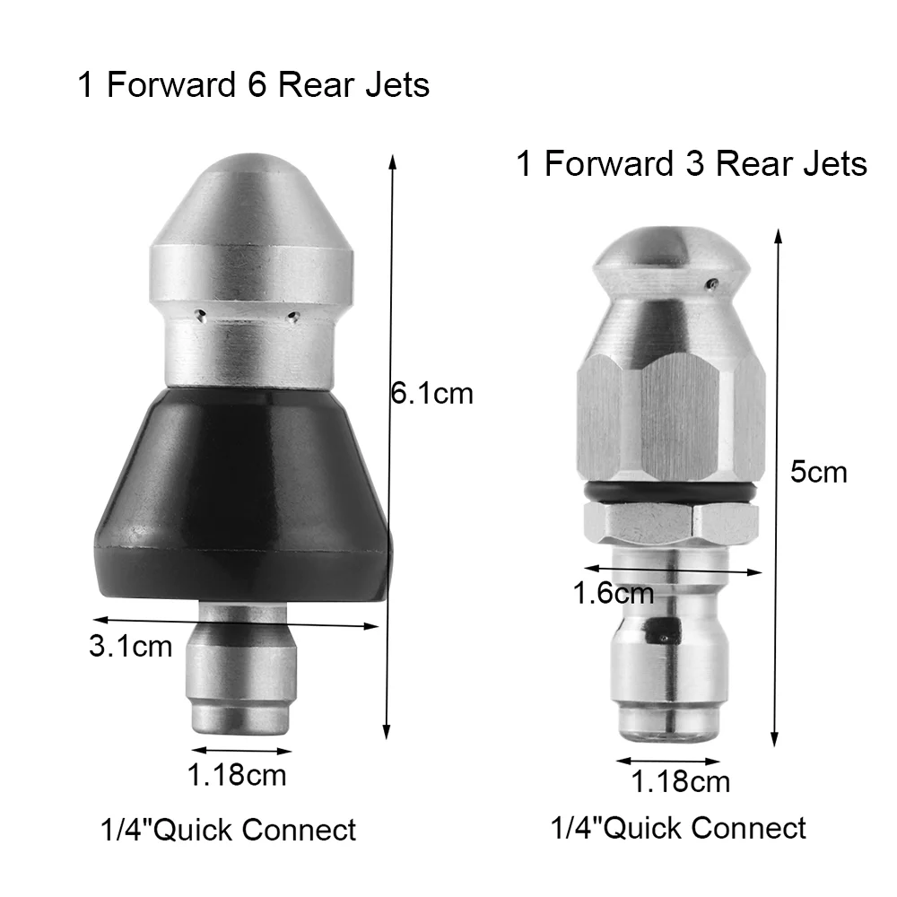 Pressure Washer Sewer Jetter Nozzle   Stainless Steel Pressure Drain Jetter Hose Nozzle 5000psi