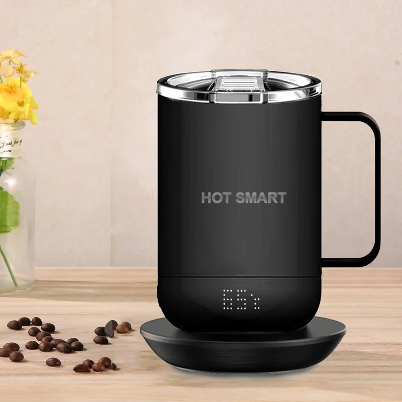 Temperature Control Smart Mug 2 With Lid Self Heating Coffee Mug LED Display 90 Min Battery Life Controlled Heated Coffee Mug