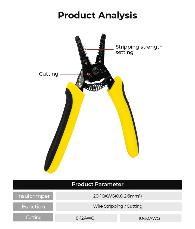 Wire Stripper Duty Cable Cutter tool  Multifunctional Cable Stripping Cutting Plier