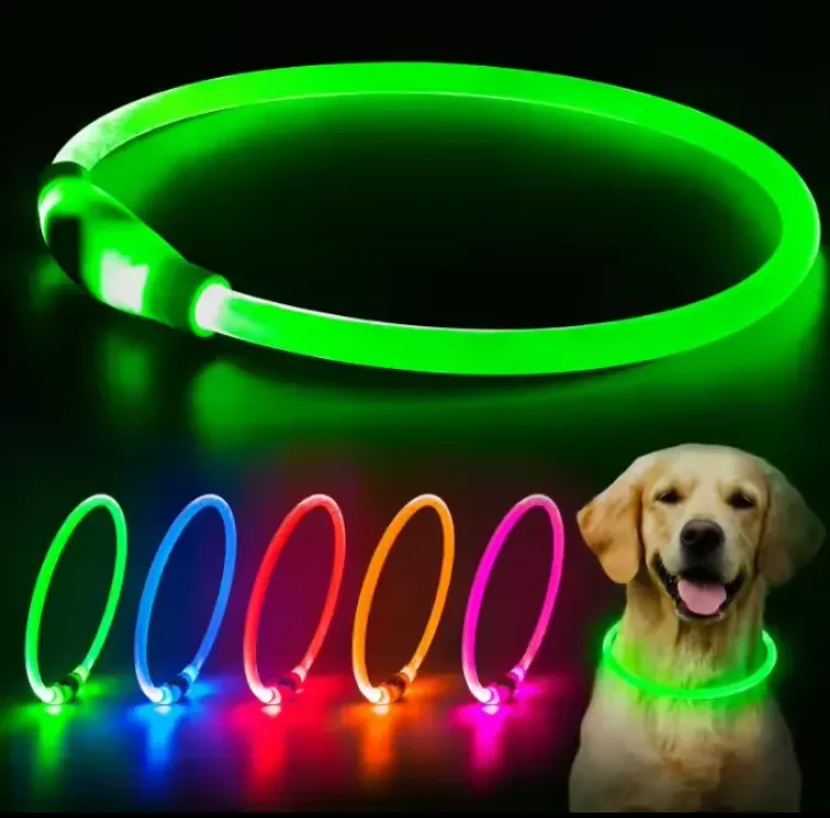 2024 New Usb rechargeable LED illuminates dog pet collar Personalized collar customized dog products