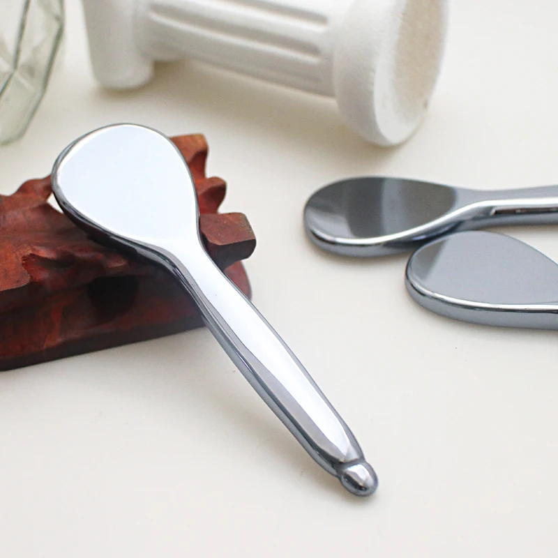 Free custom logo massager stick eyelid acupressure terahertz spoon gua sha facial tool
