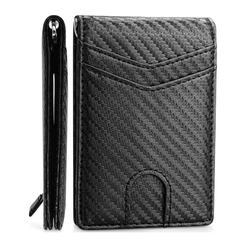 Custom Logo Business Card Holder Short Dollar Money Clip For Men Genuine Leather Certificate Bags Designer RFID Blocking Wallet