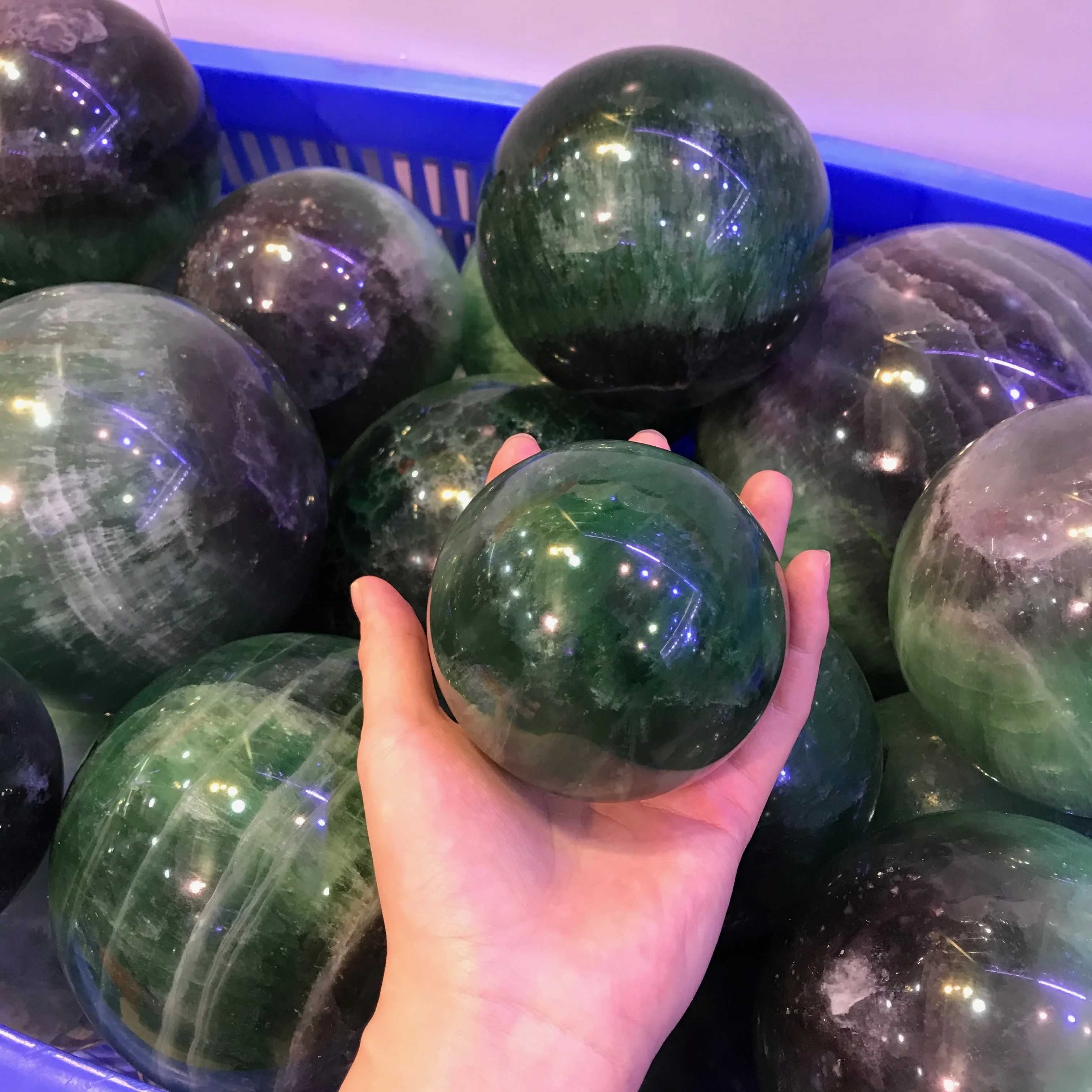 
Wholesale cheap Natural rainbow Fluorite quartz crystal sphere balls Gemstone Ball Divination decoration Healing Crystals 