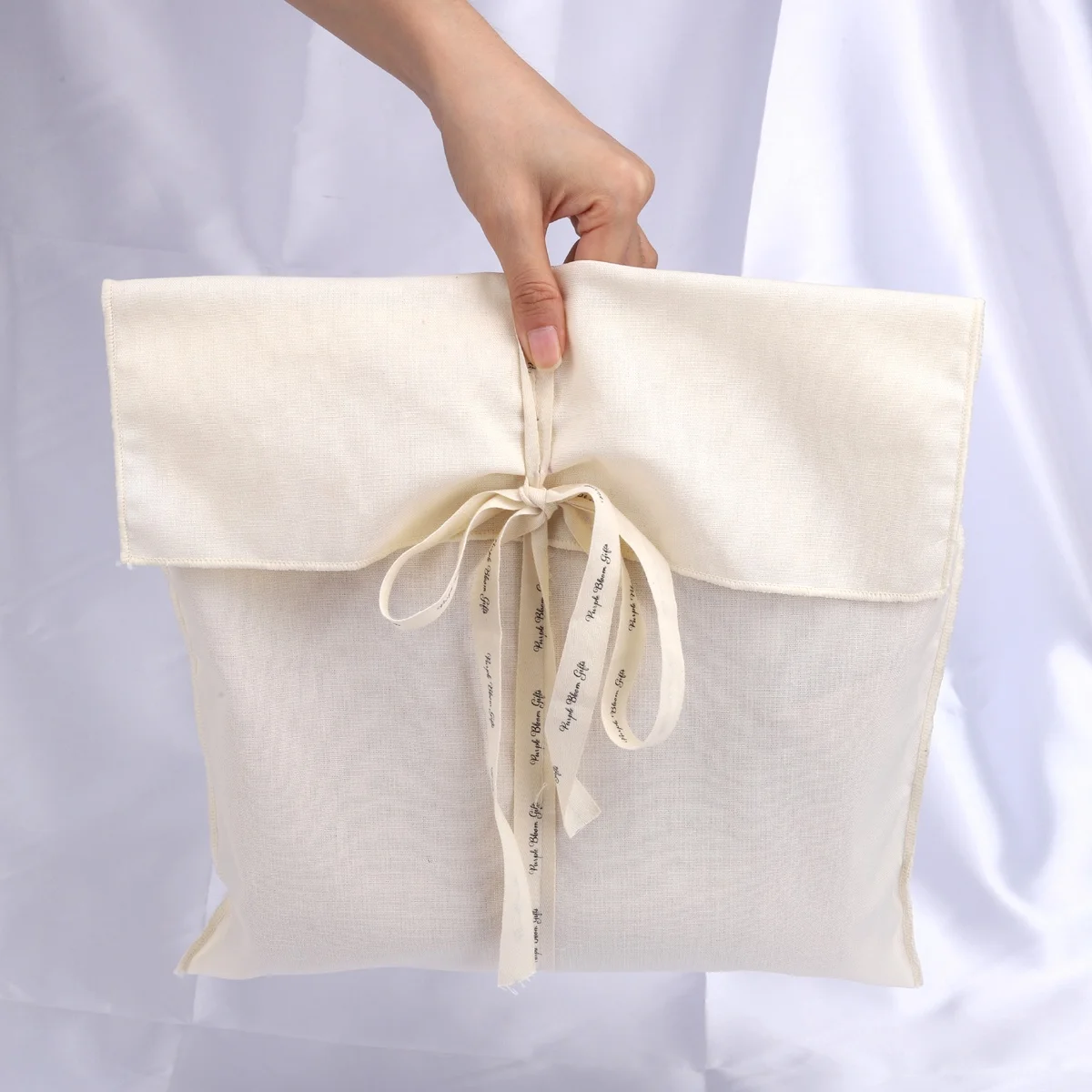 Custom Logo Printed Cotton Linen Envelope Gift Pouch Dust Clothes Underwear Packing Cotton Bag