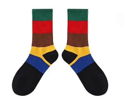 Fashion Sweet Colorful Stripes Socks Dress Casual Girl School Sock Custom Cotton Crew Socks for Women