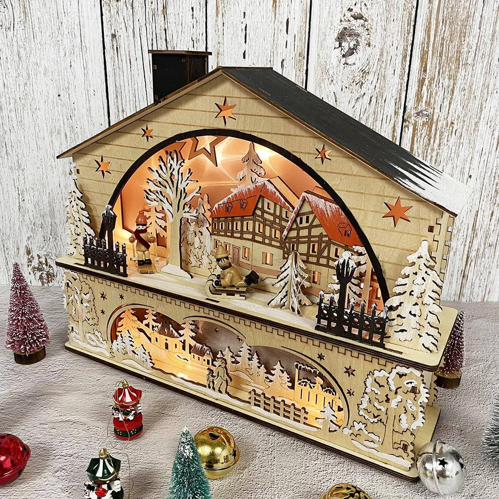 Laser Cut Christmas Village Scene Christmas House Laser Cut Christmas Decorations Wooden