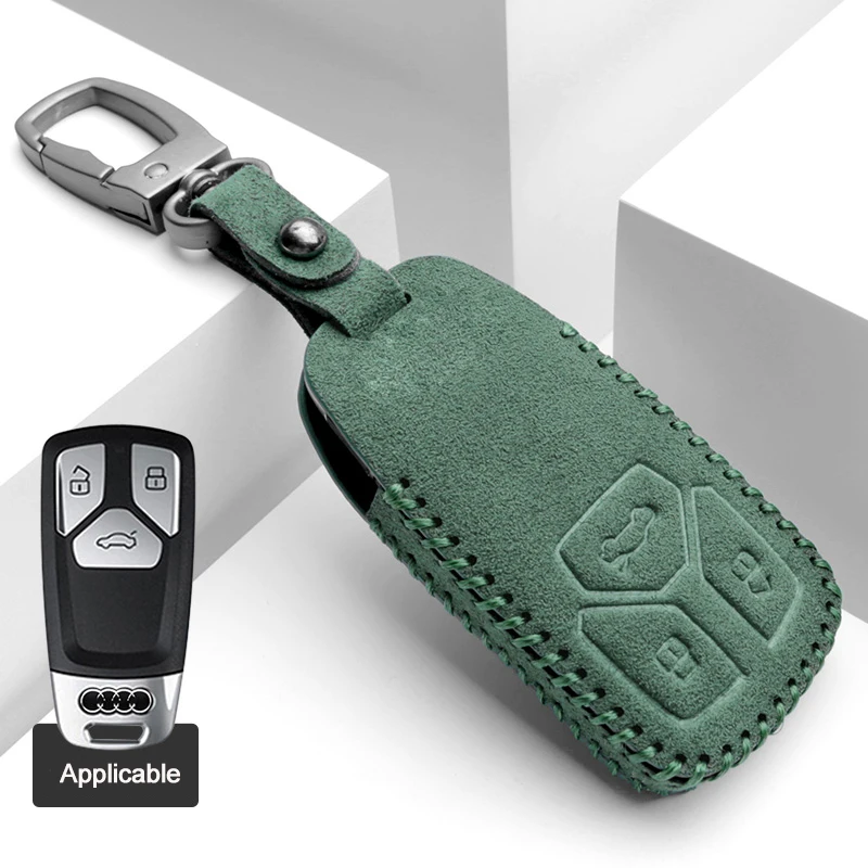 Ushilife Luxury Key Cover Accessories CarKey Case Alcantare Material Protective Cover to Audi A6 A4 A3 Q3 Q2 Q5 Q7 A7 A8 Q8 Keys